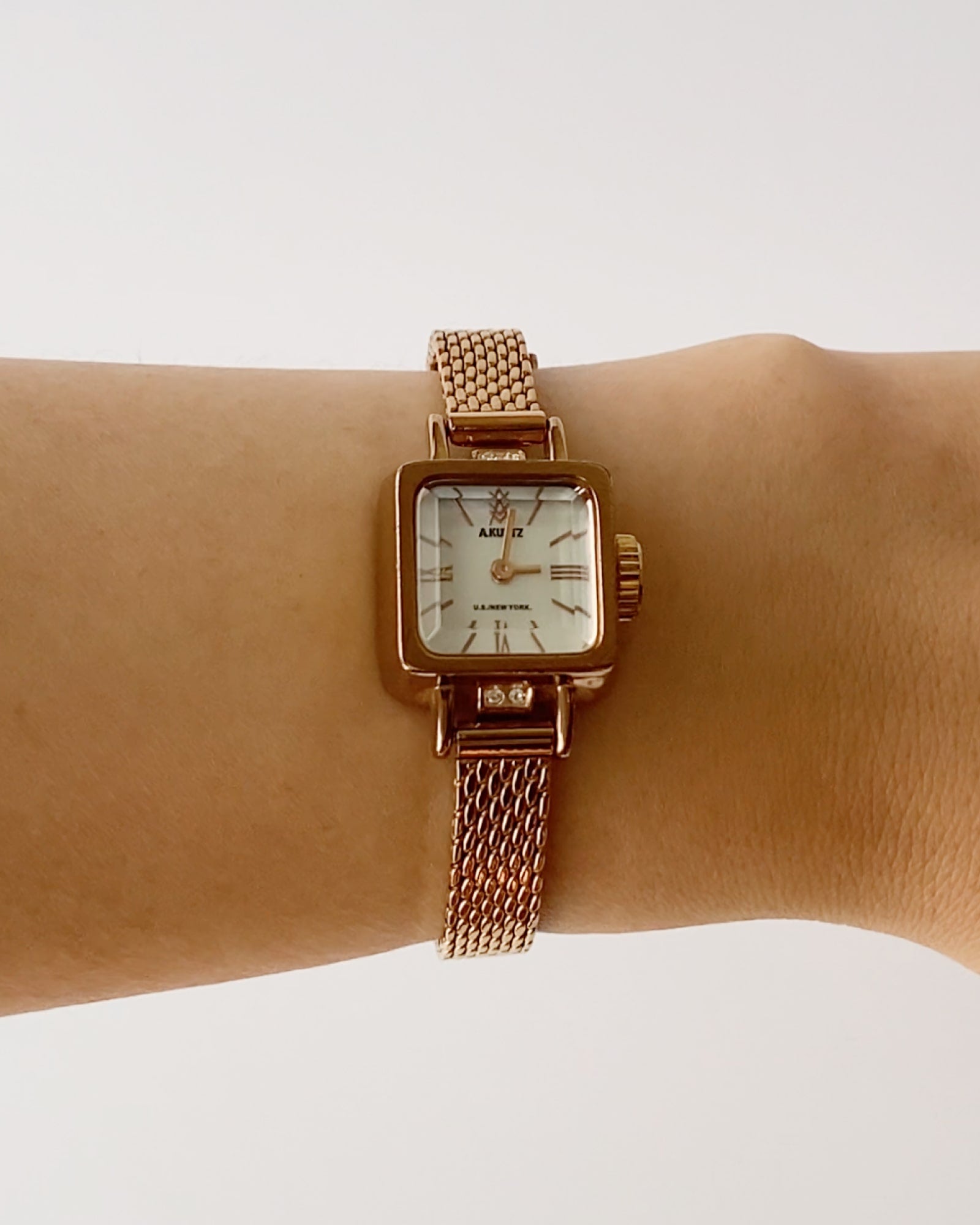 A.Kurtz Rose Gold Metal Square Women Watch