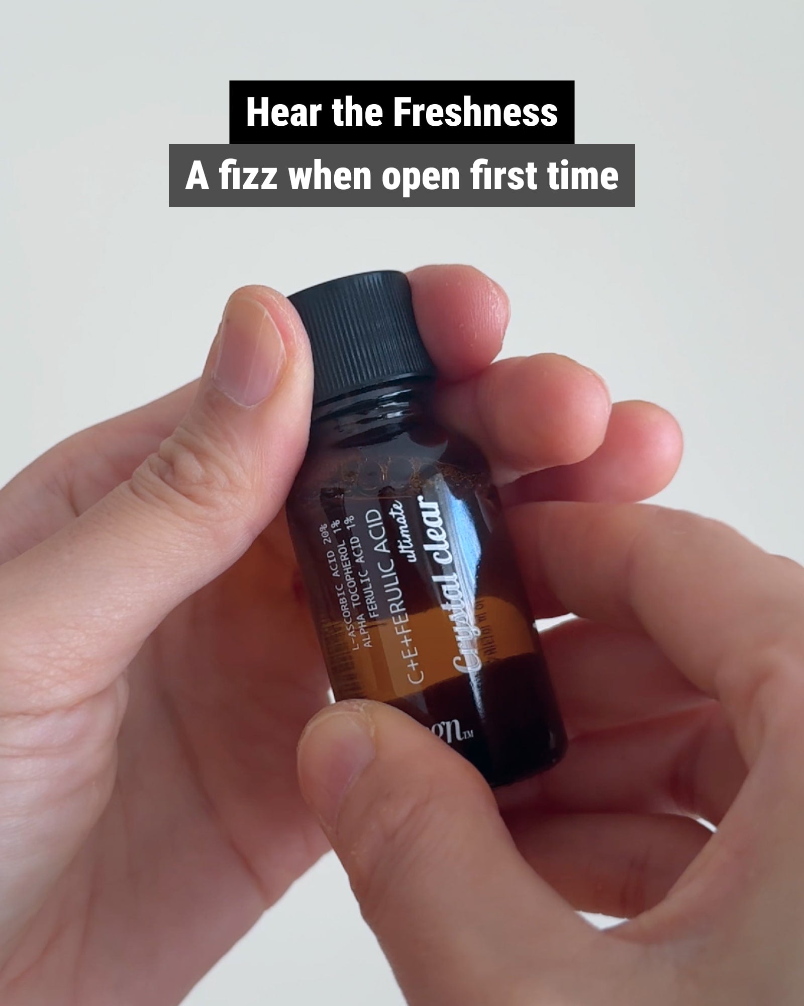 Hear the freshness when HSGN Vitamin C Serum makes a fizz sound when open.