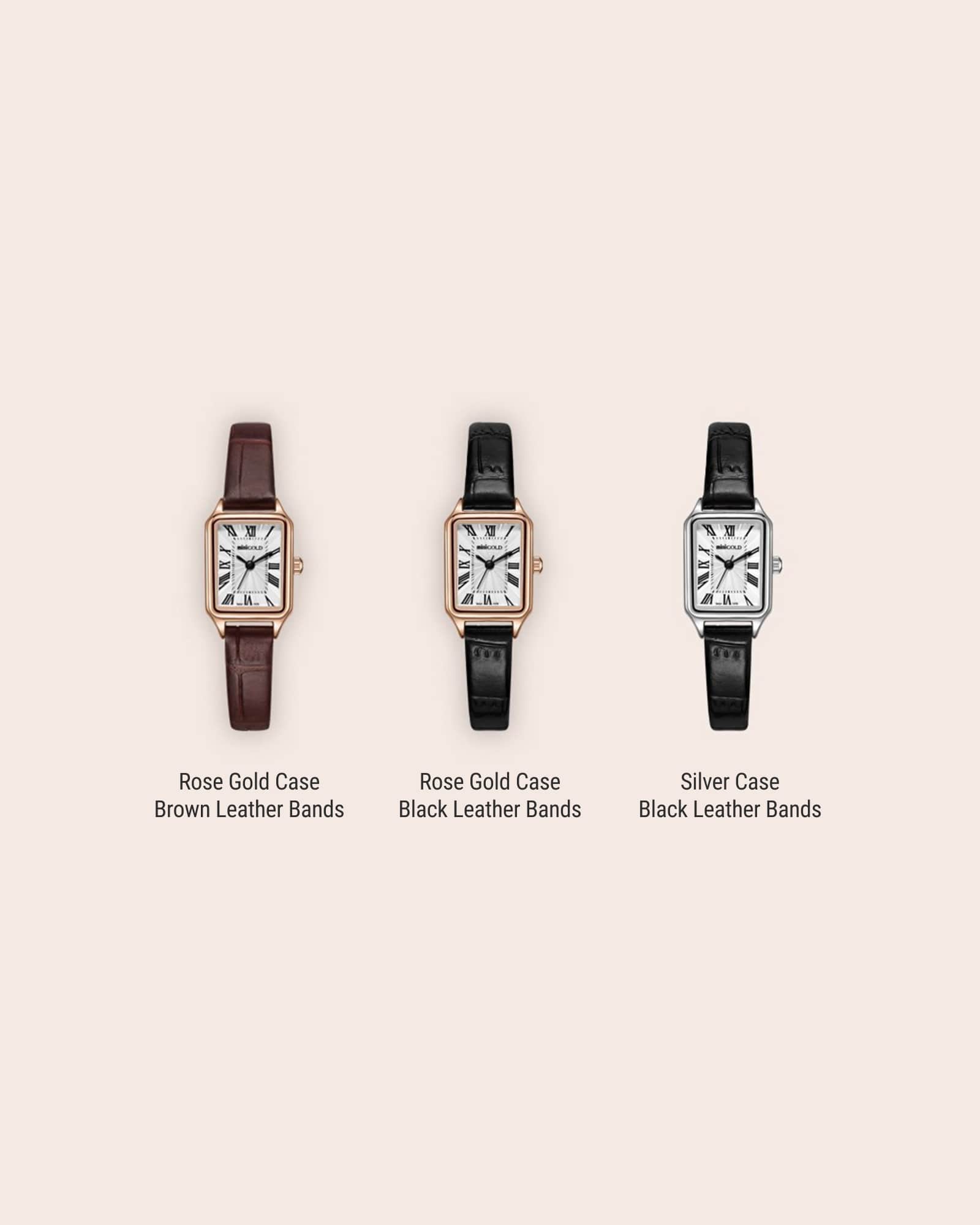 Rose Gold Brown Leather Slim Women Watch WSB013
