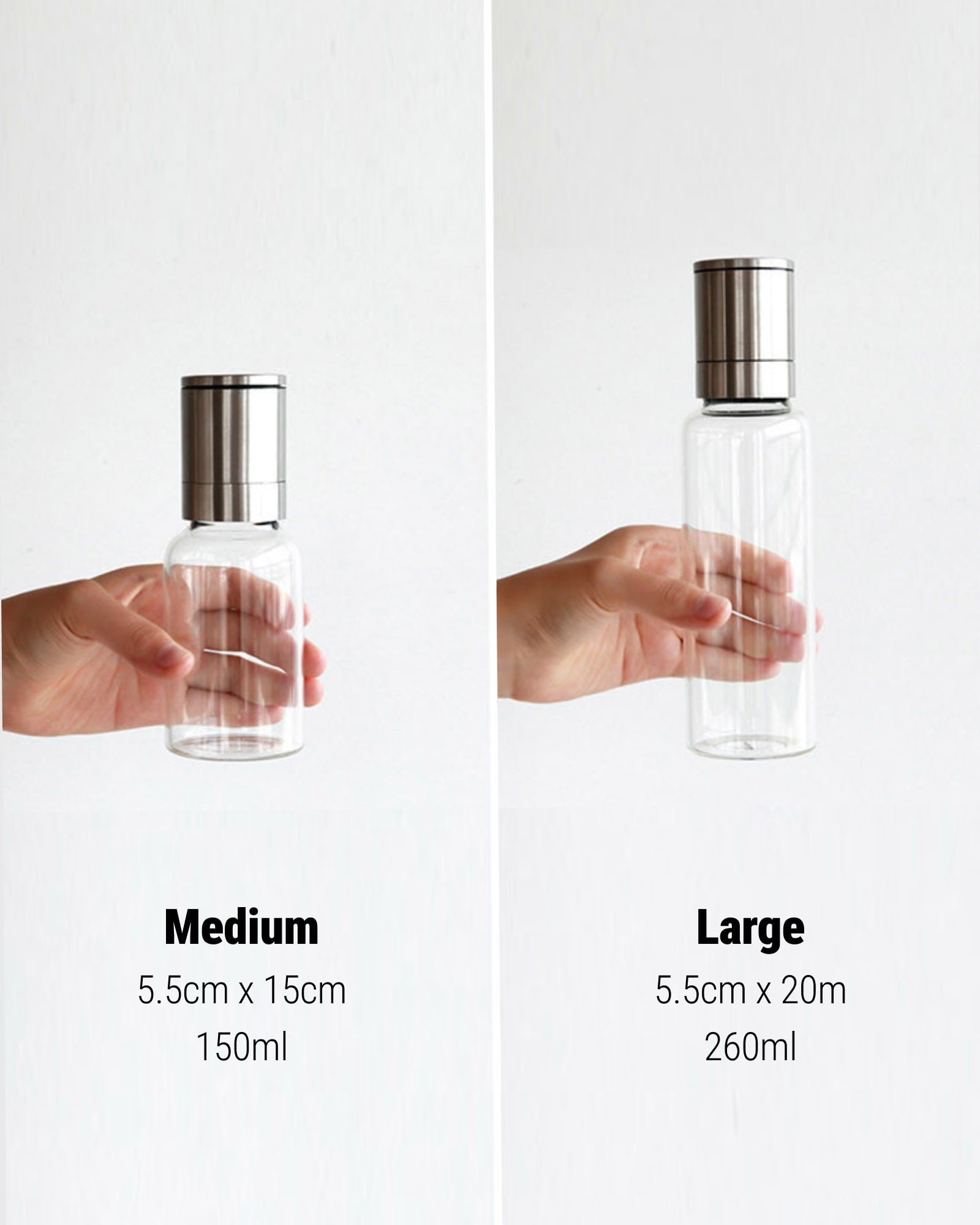 MOLINO Salt and Pepper Ceramic Grinder size in Medium 15cm tall and Large 20cm tall