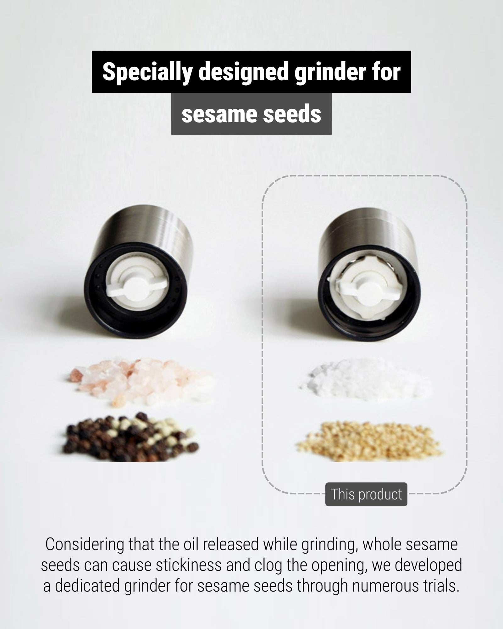 Molino sesame ceramic grinder inside